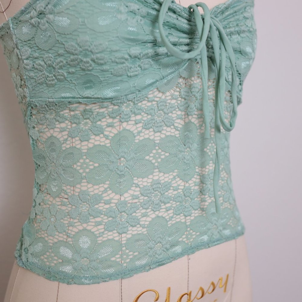 Lace Crop Top Green - Picture 4 of 4